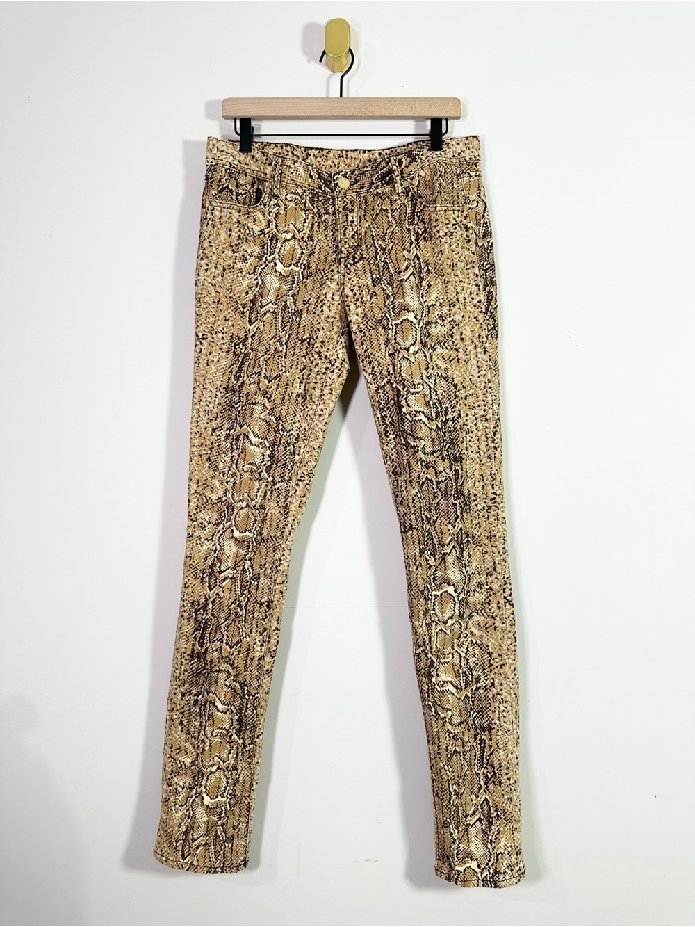 Tory Burch Brown Snakeskin Print Mid Rise Super Skinny Jeans